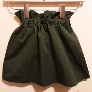 Uniqlo Girls Gathered Waist Paperbag Skirt Dark Green 3-4 New